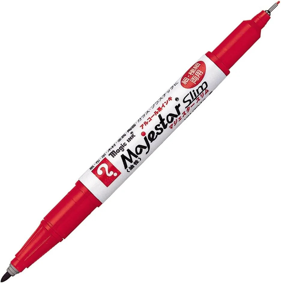 Bút lông dầu 2 đầu nét nhỏ Teranishi Majestar MMJ70-T2 Đỏ