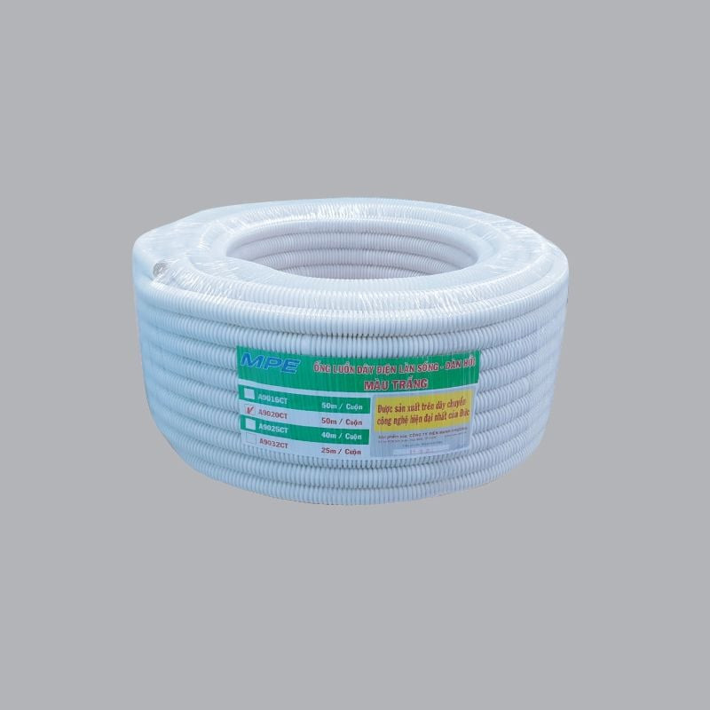 Ống luồn đàn hồi màu trắng phi 16mm MPE A9016 CT (50m/cuộn)